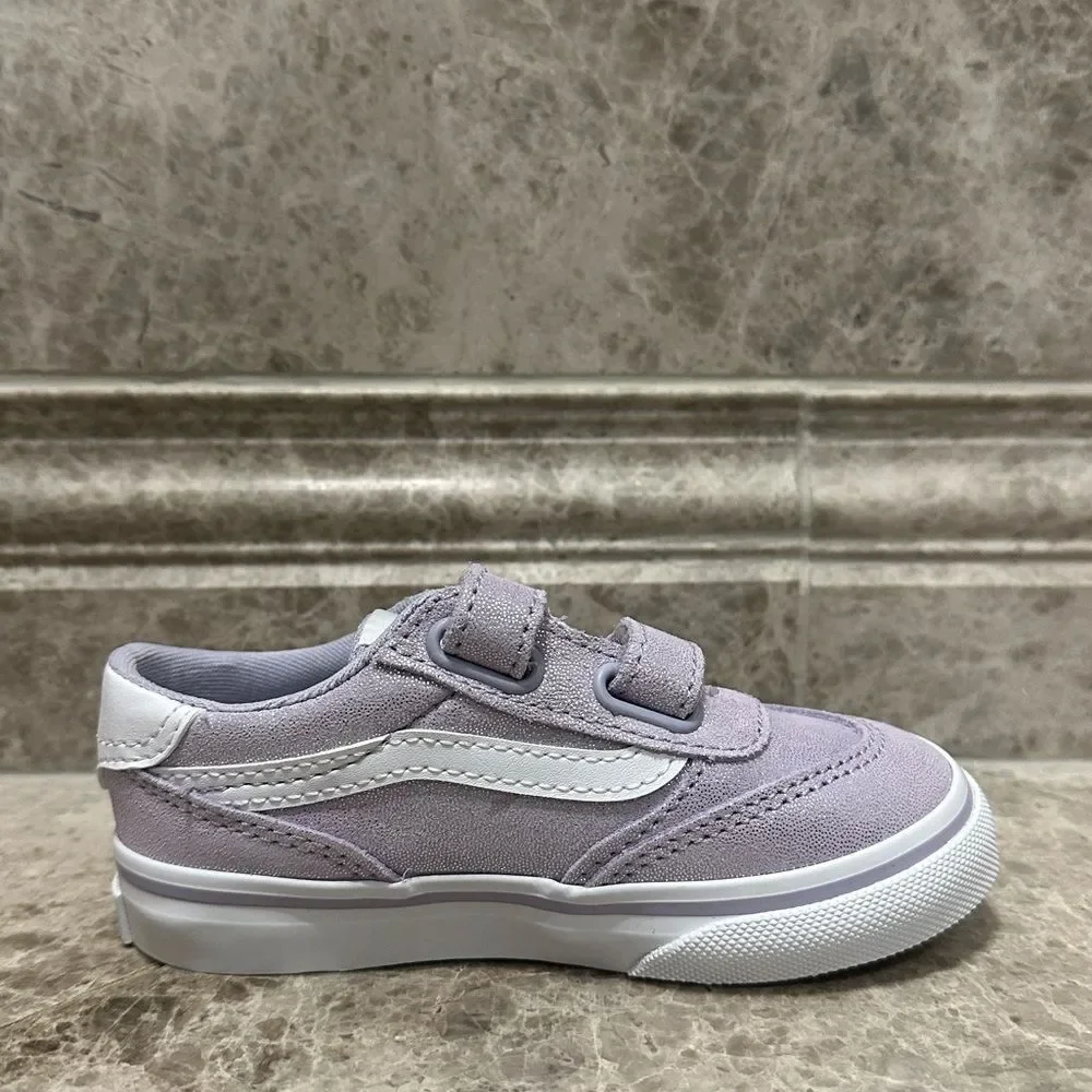 Vans Brooklyn Lifestyle Shoes Canvas NEW Kids Size 8 Purple Shimmer Velcro
